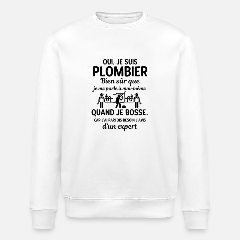 Humour expert plombier 2 - Sweat bio ROLLER Stanley/Stella Unisexe - blanc