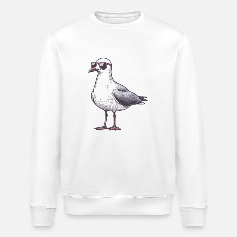 coole möwe mit sonnenbrille - Stanley/Stella Unisex Bio-Sweatshirt ROLLER - Weiß