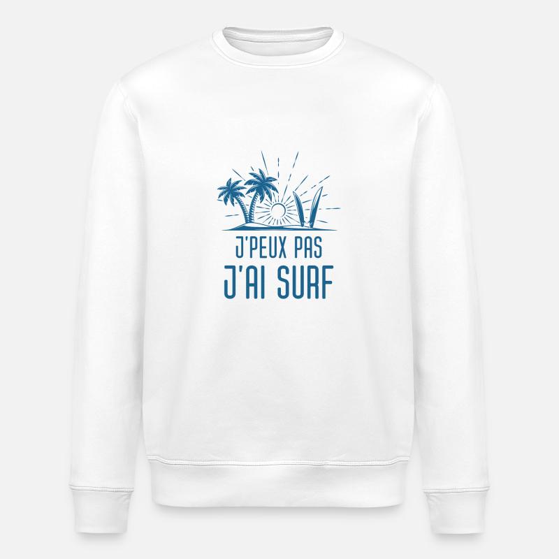 Surfeuse surf surfeur - Sweat bio ROLLER Stanley/Stella Unisexe - blanc