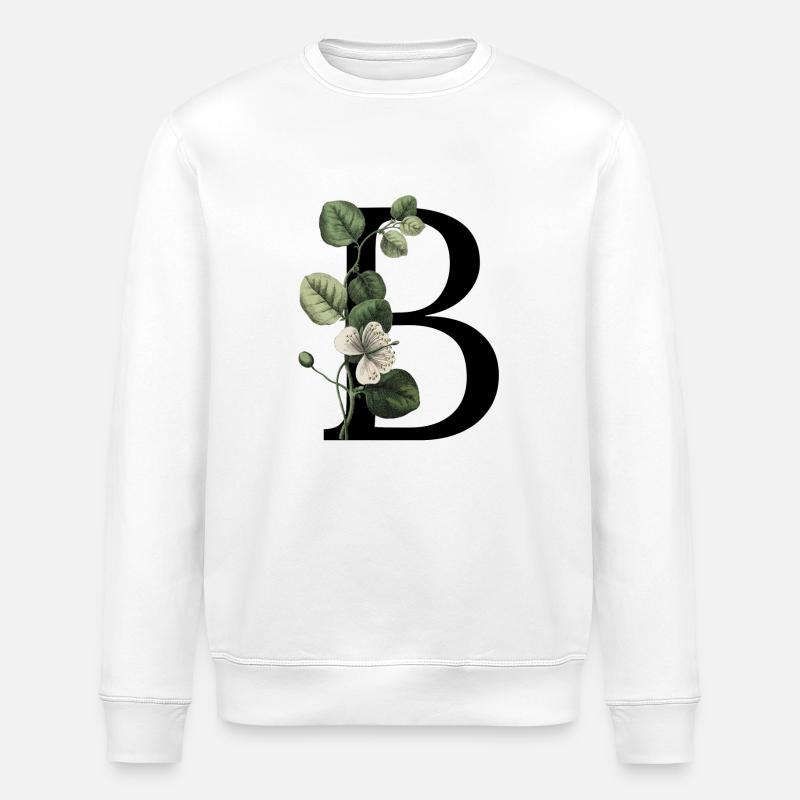 lettre b botanique vert - Sweat bio ROLLER Stanley/Stella Unisexe - blanc