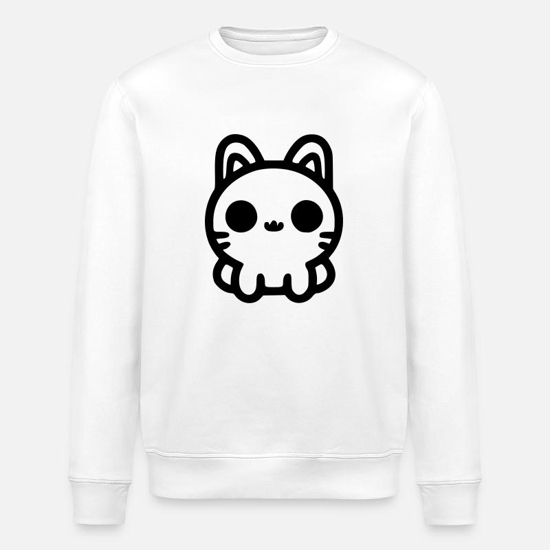 Niedliche Katze sitzt - Stanley/Stella Unisex Bio-Sweatshirt ROLLER - Weiß