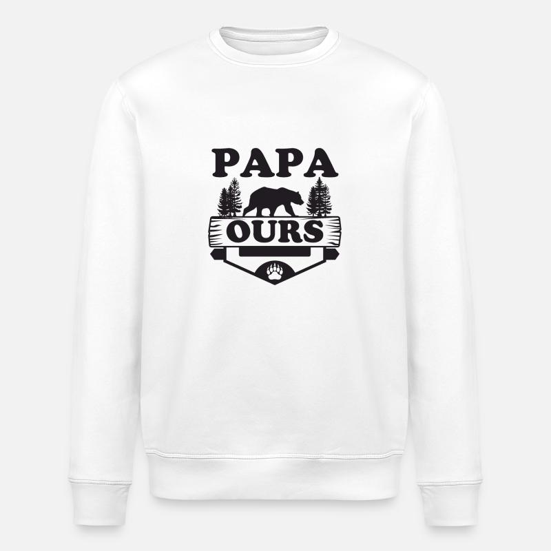 Papa Ours grognon - Sweat bio ROLLER Stanley/Stella Unisexe - blanc