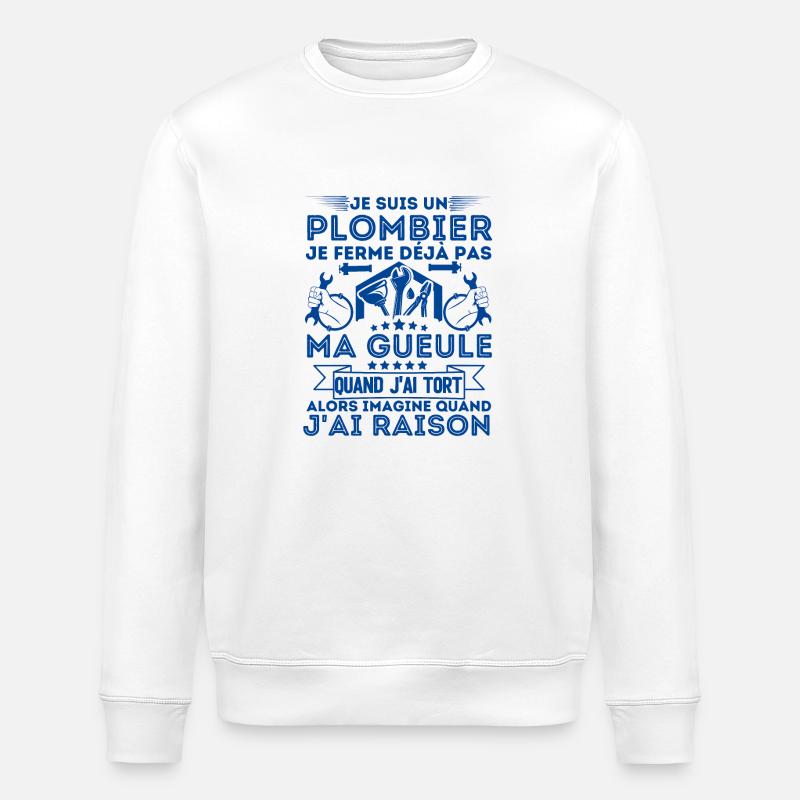 Humour plombier plomberie - Sweat bio ROLLER Stanley/Stella Unisexe - blanc