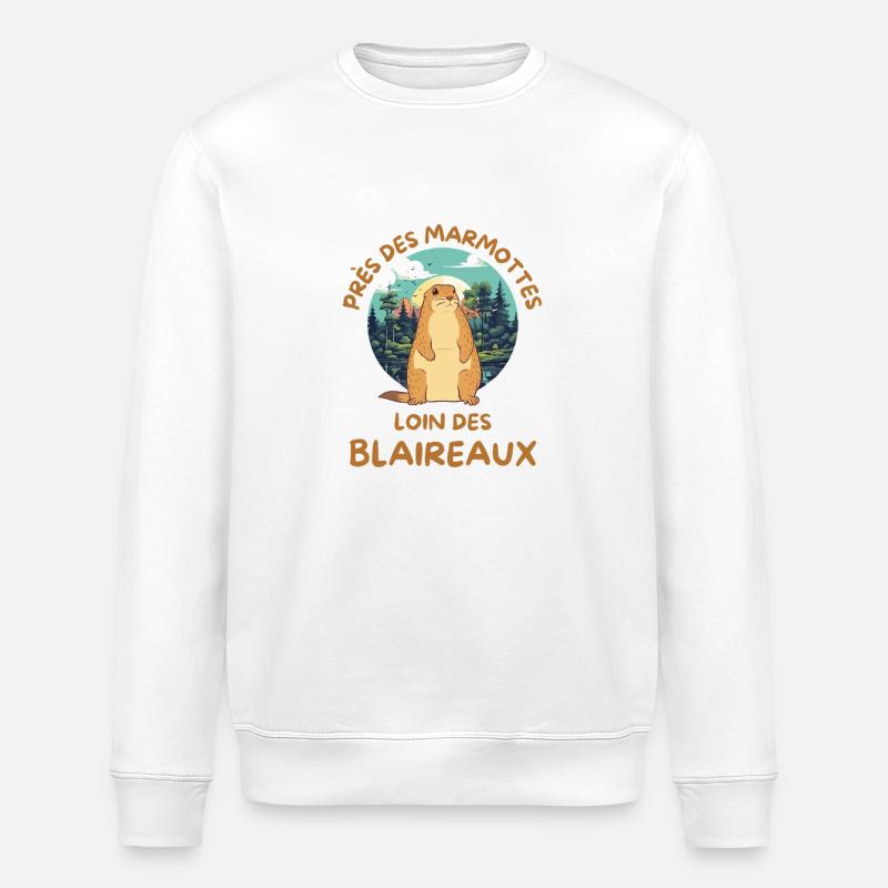 Humour marmotte - Sweat bio ROLLER Stanley/Stella Unisexe - blanc