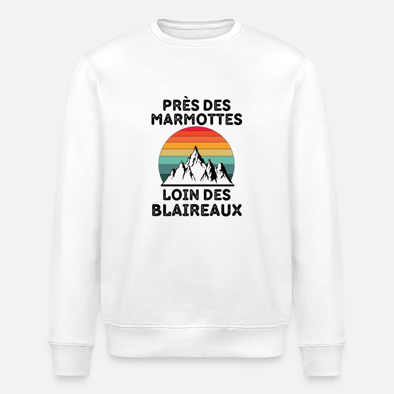 Marmotte fort paysage - Sweat bio ROLLER Stanley/Stella Unisexe - blanc
