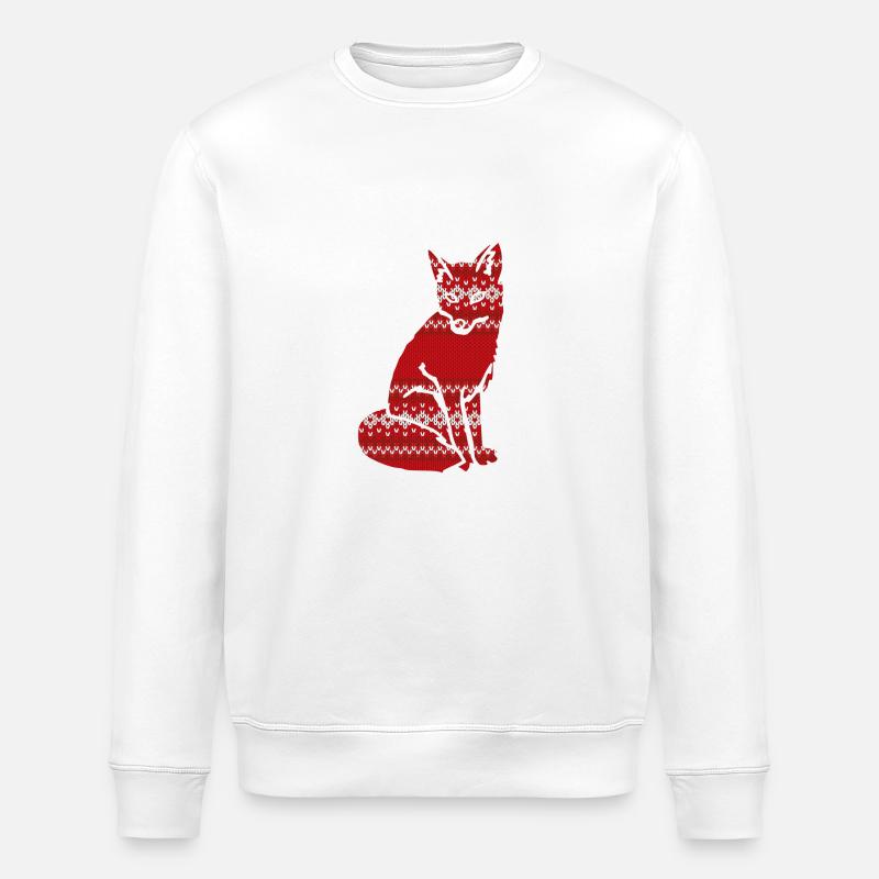 Christmas fox - knitting effect - Stanley/Stella ROLLER Unisex Organic Sweatshirt - white