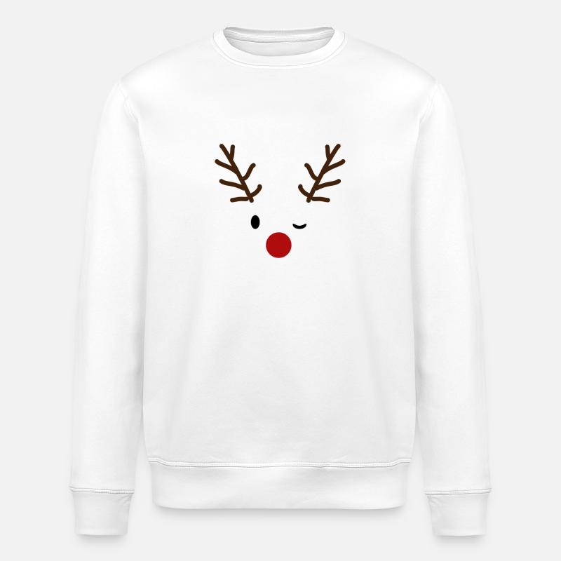 Rentier Gesicht - Stanley/Stella Unisex Bio-Sweatshirt ROLLER - Weiß