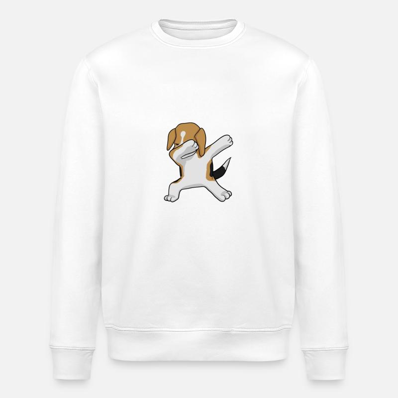 Beagle Dab - dabbing beagle - Stanley/Stella ROLLER Unisex Organic Sweatshirt - white