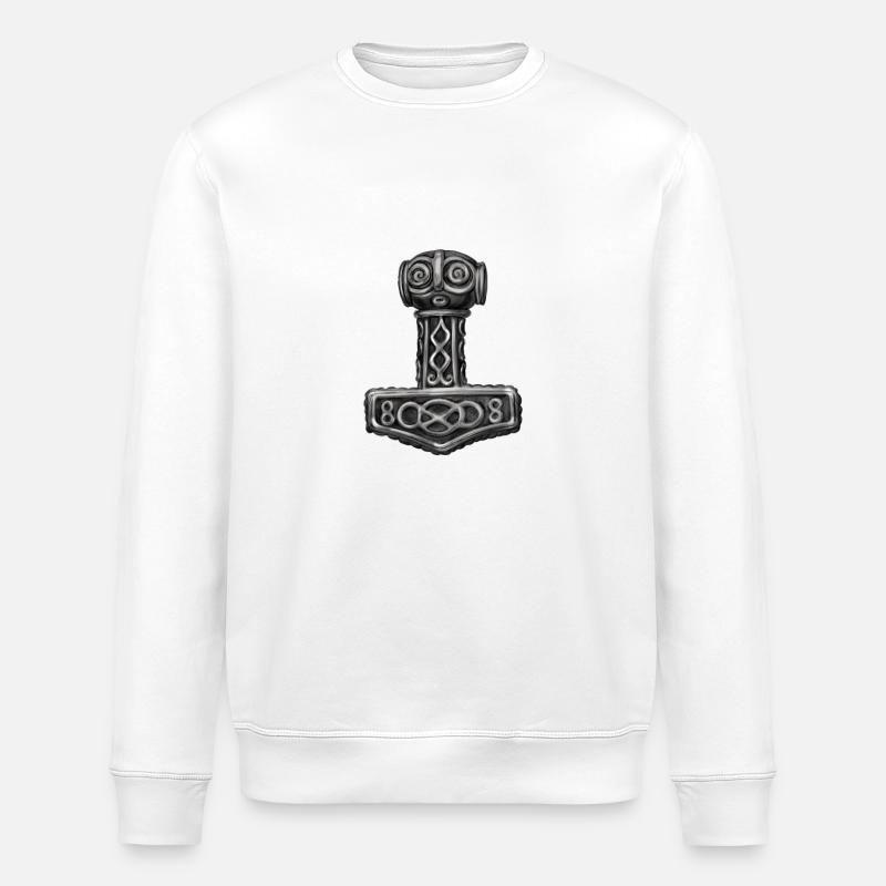 Thor Hammer Mjölnir Mjolnir - Stanley/Stella Unisex Bio-Sweatshirt ROLLER - Weiß