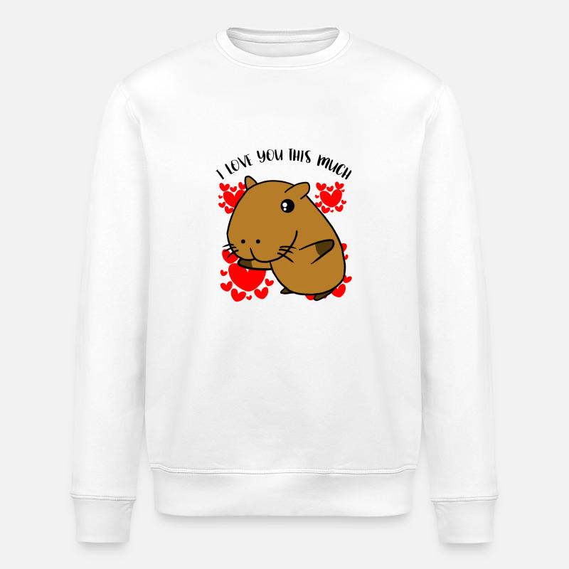 Capybara I Love You This Much Valentine's Day Gift - Stanley/Stella ROLLER Unisex Organic Sweatshirt - white