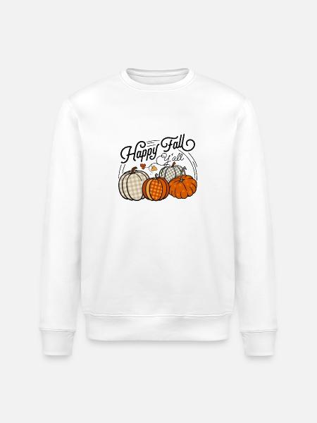 Happy Fall Y'All Fall Græskar - Stanley/Stella økologisk unisex-sweatshirt ROLLER - hvid