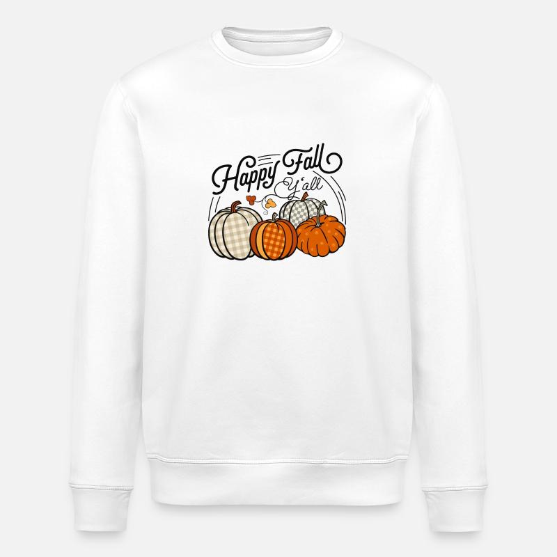 Happy Fall Y'All Fall Pumpkins - Stanley/Stella ROLLER Unisex Organic Sweatshirt - white