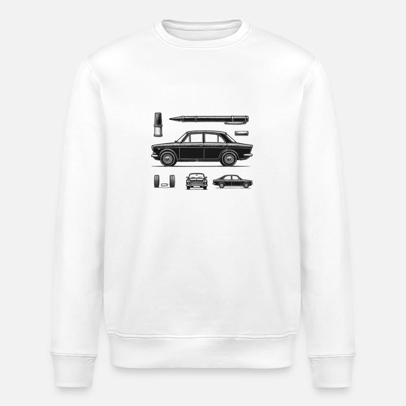 Schwarzer Oldtimer - Stanley/Stella Unisex Bio-Sweatshirt ROLLER - Weiß