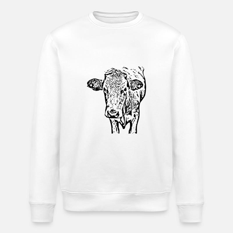 Kuh schwarz Kuhkopf Geschenk Bauern - Stanley/Stella Unisex Bio-Sweatshirt ROLLER - Weiß