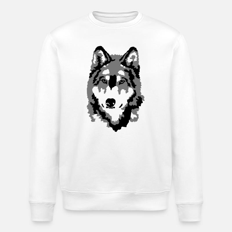 wolf - Stanley/Stella ROLLER Unisex Organic Sweatshirt - white