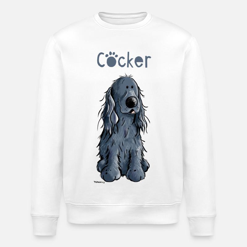Funny Black Cocker Spaniel - Stanley/Stella ROLLER Unisex Organic Sweatshirt - white