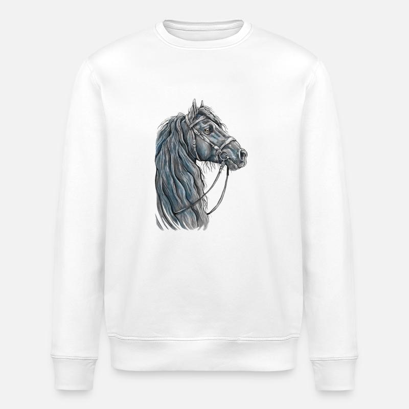Pferd Portrait - Stanley/Stella Unisex Bio-Sweatshirt ROLLER - Weiß