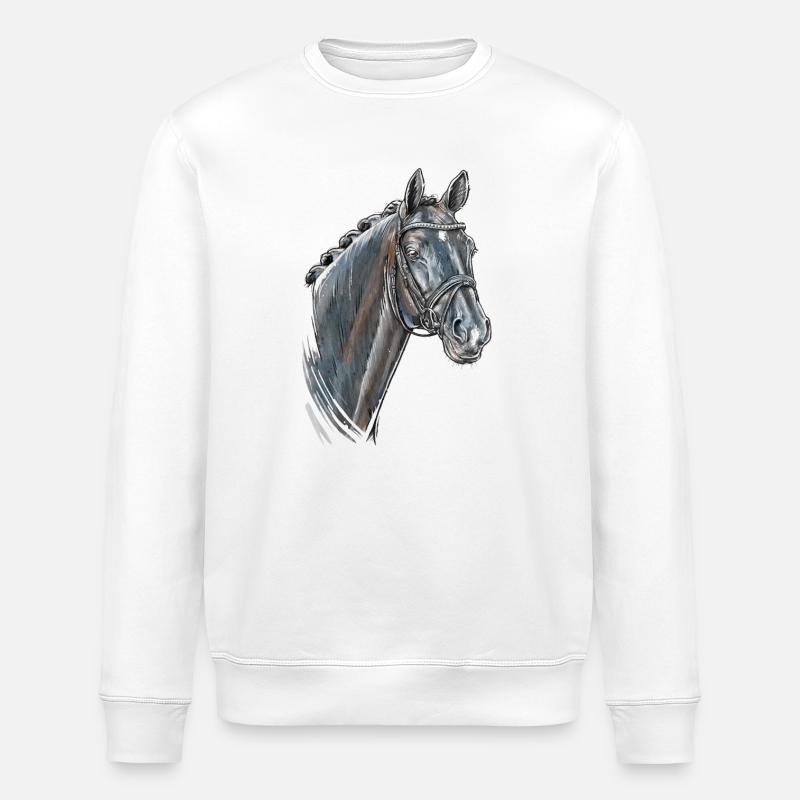 Portrait de cheval Totilas - Sweat bio ROLLER Stanley/Stella Unisexe - blanc