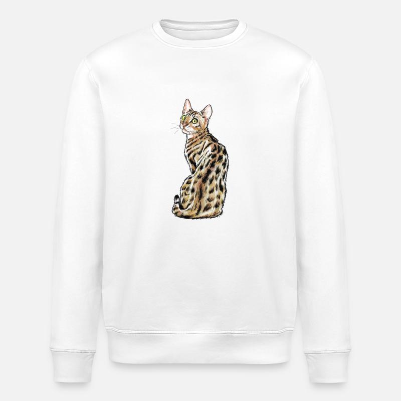 Chat du Bengale - Sweat bio ROLLER Stanley/Stella Unisexe - blanc