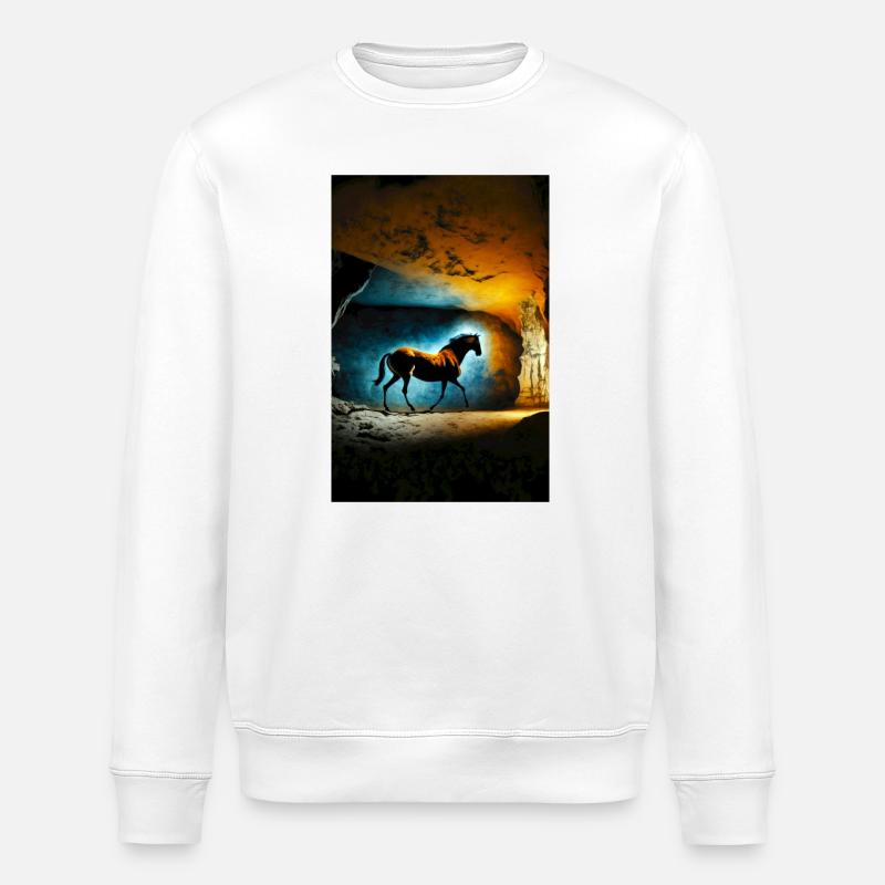 Prähistorisches Pferd 01 - Stanley/Stella Unisex Bio-Sweatshirt ROLLER - Weiß