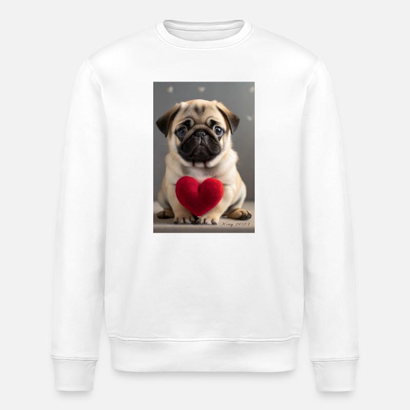 Niedlicher Welpe mit Herz - Stanley/Stella Unisex Bio-Sweatshirt ROLLER - Weiß