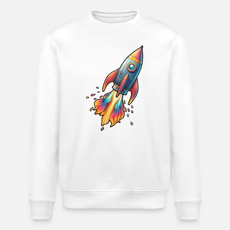 Farbenrakete mit Feuerfarben - Stanley/Stella Unisex Bio-Sweatshirt ROLLER - Weiß