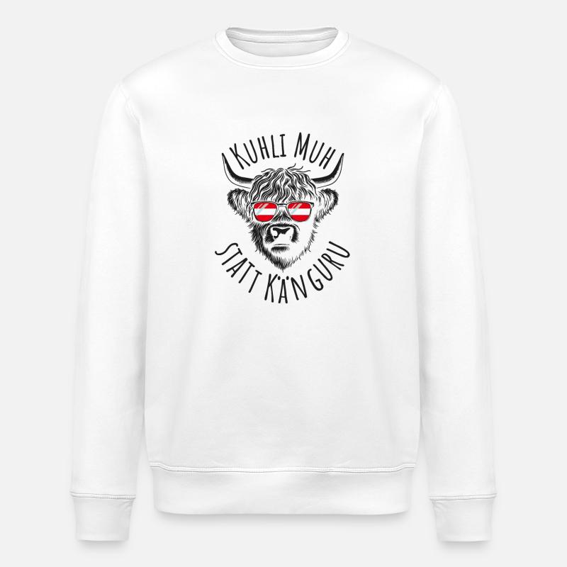 Stilvolle Kuh-Ikone mit Sonnenbrille - Stanley/Stella Unisex Bio-Sweatshirt ROLLER - Weiß