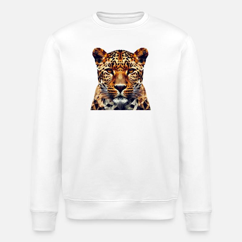 Leopard im Polygon-Stil - Stanley/Stella Unisex Bio-Sweatshirt ROLLER - Weiß