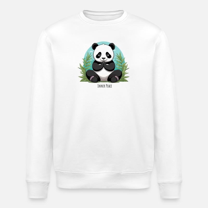 Inner Peace – Meditating Panda - Stanley/Stella ROLLER Unisex Organic Sweatshirt - white