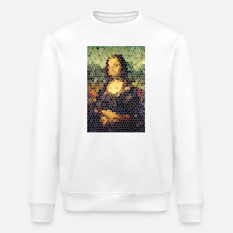 La Joconde - Mona Lisa - Style vitrail - Sweat bio ROLLER Stanley/Stella Unisexe - blanc