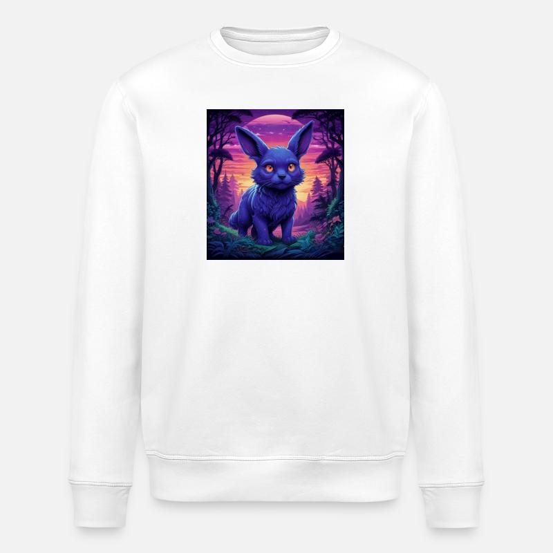 Neon Fuchs im Abendwald - Stanley/Stella Unisex Bio-Sweatshirt ROLLER - Weiß