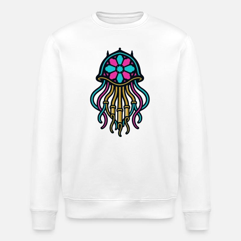 Neon-Qualle im Mandala-Stil - Stanley/Stella Unisex Bio-Sweatshirt ROLLER - Weiß