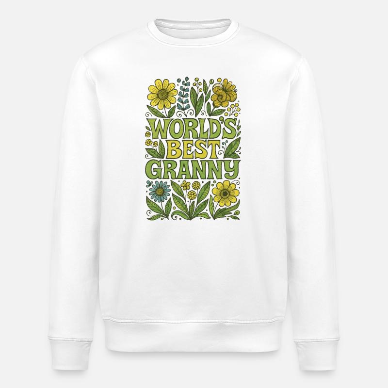 Die weltbeste Blumen-Hommage an Oma - Stanley/Stella Unisex Bio-Sweatshirt ROLLER - Weiß