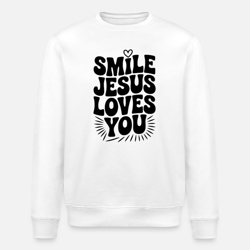 Lächle Jesus Liebe dich - Stanley/Stella Unisex Bio-Sweatshirt ROLLER - Weiß