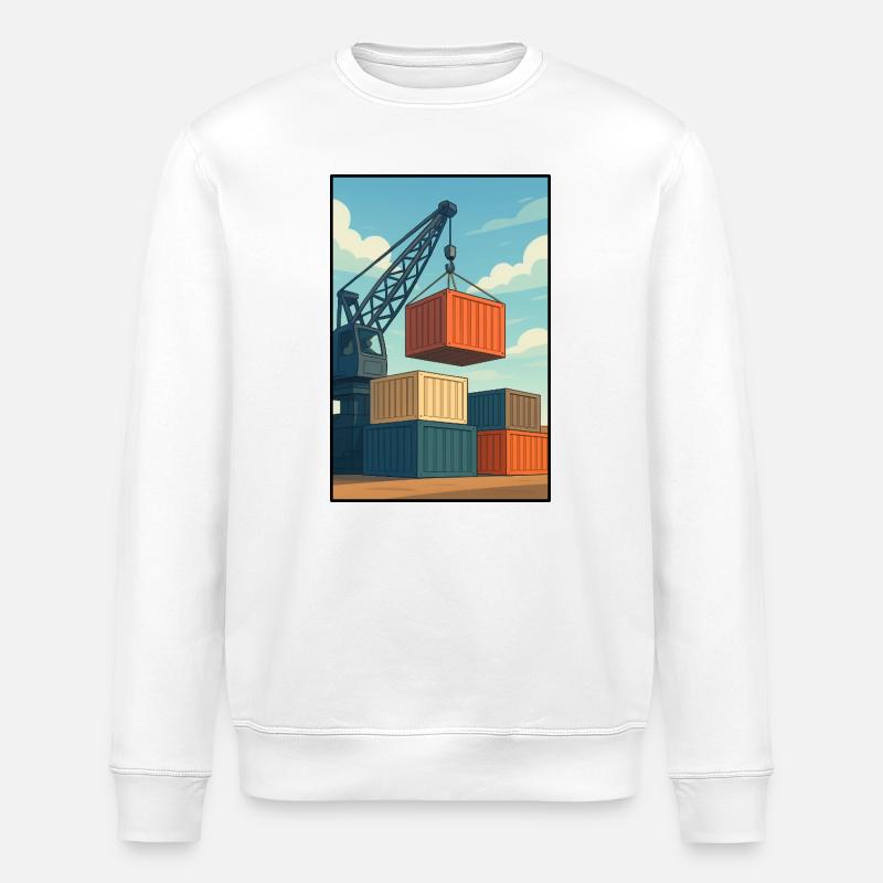Docker-Transport von Industriecontainern - Stanley/Stella Unisex Bio-Sweatshirt ROLLER - Weiß