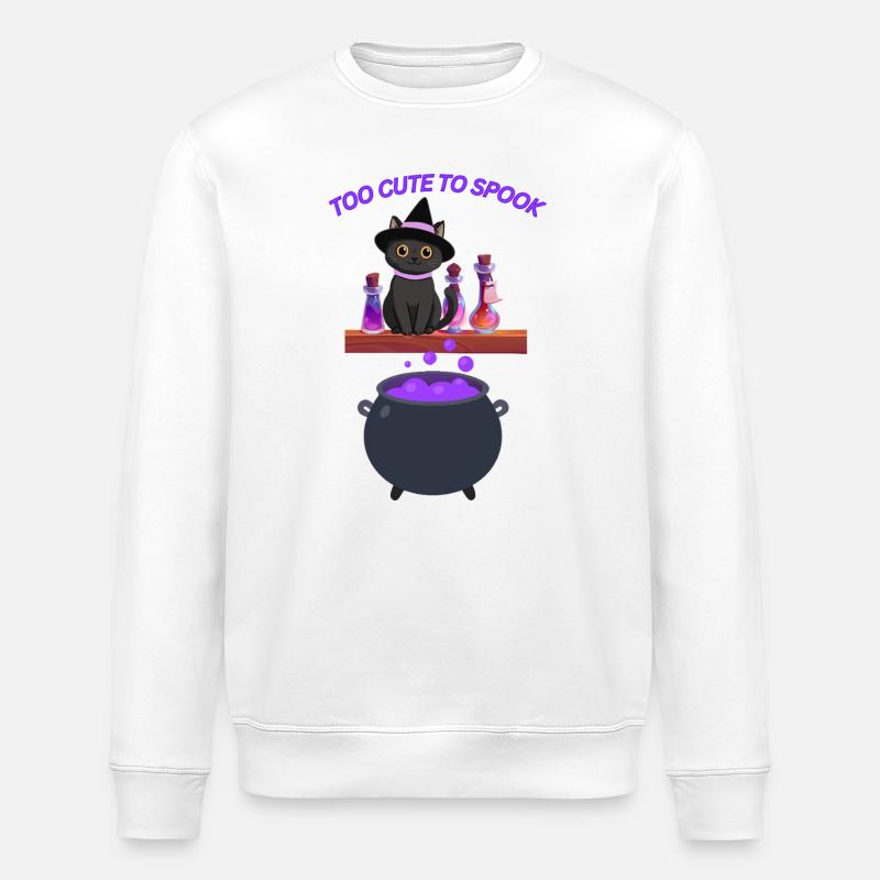 Süße Hexenkatze mit Zaubertrank - Stanley/Stella Unisex Bio-Sweatshirt ROLLER - Weiß