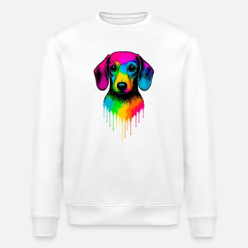 Teckel arc-en-ciel Drop Art - Sweat bio ROLLER Stanley/Stella Unisexe - blanc
