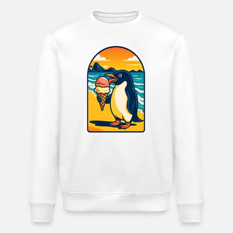 Pinguin-Eiscreme Sonnenuntergang - Stanley/Stella Unisex Bio-Sweatshirt ROLLER - Weiß