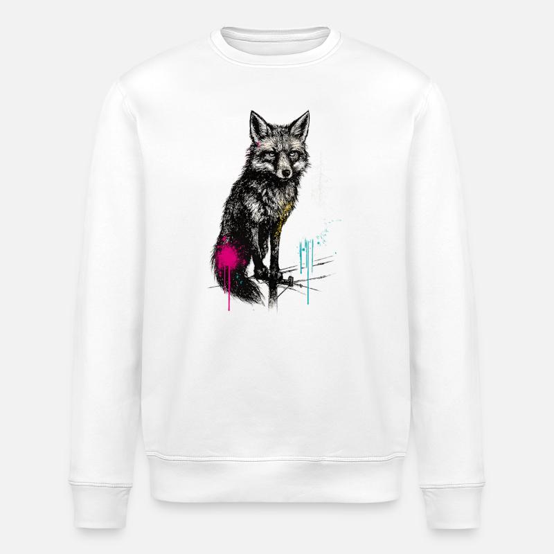 Wolfsprühkunst im Wald - Stanley/Stella Unisex Bio-Sweatshirt ROLLER - Weiß