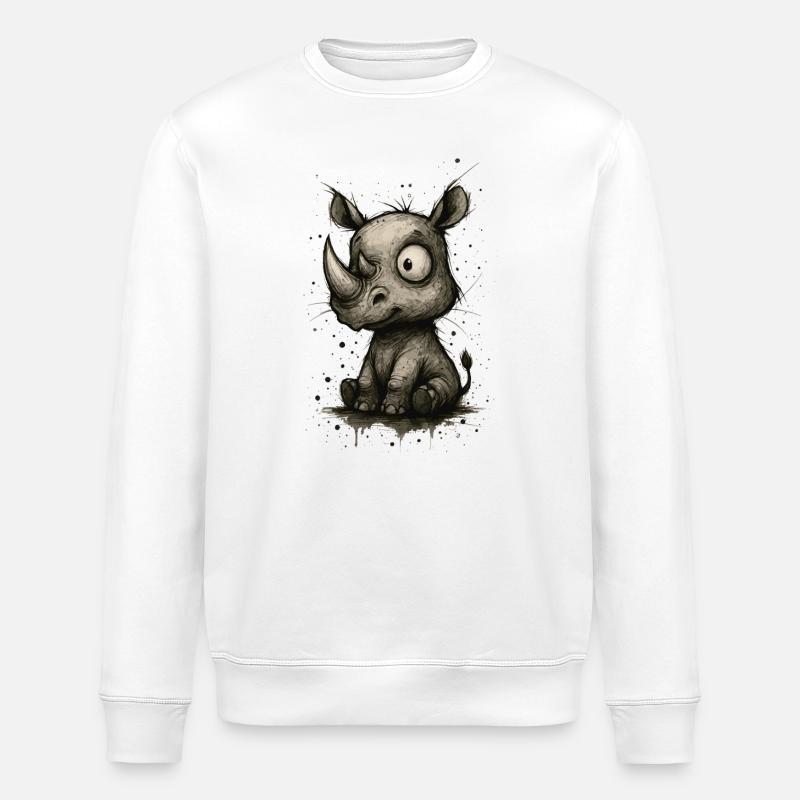 Rhinocéros drôle – éclaboussure de bande dessinée - Sweat bio ROLLER Stanley/Stella Unisexe - blanc