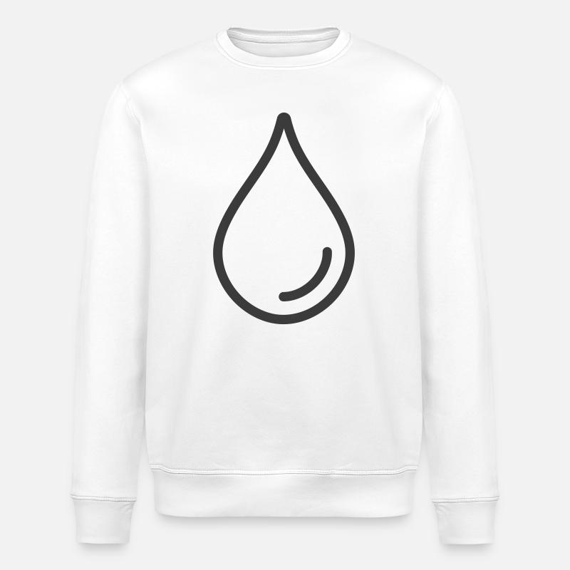 Einzelnes Wassertropfen-Linien-Symbol-Logo - Stanley/Stella Unisex Bio-Sweatshirt ROLLER - Weiß