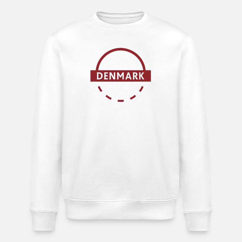 Danish Arc Emblem DENMARK Logo - Stanley/Stella ROLLER Unisex Organic Sweatshirt - white