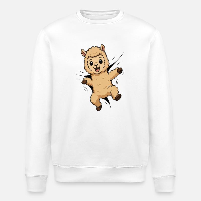 Süßes Comic Alpaka – Kinder & Tierliebhaber - Stanley/Stella Unisex Bio-Sweatshirt ROLLER - Weiß