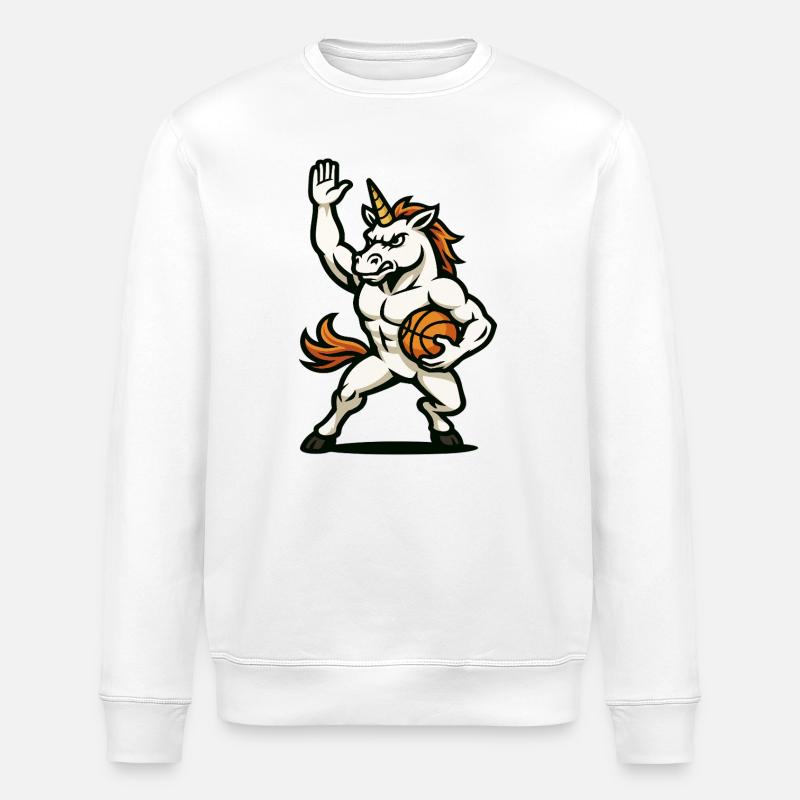 Basketball-Einhorn-Krieger - Stanley/Stella Unisex Bio-Sweatshirt ROLLER - Weiß
