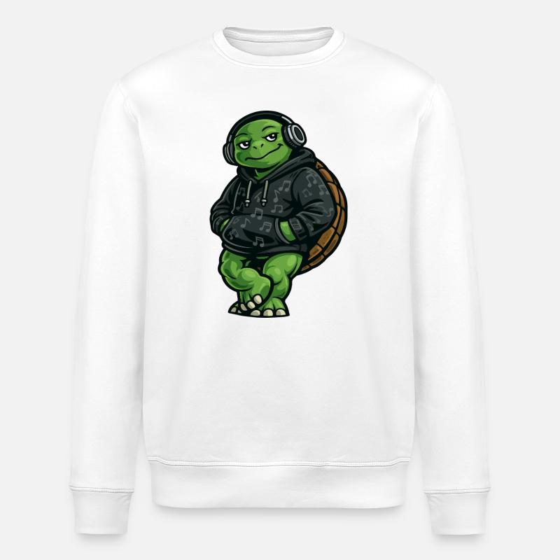 Sweat à capuche DJ Groovy Turtle - Sweat bio ROLLER Stanley/Stella Unisexe - blanc