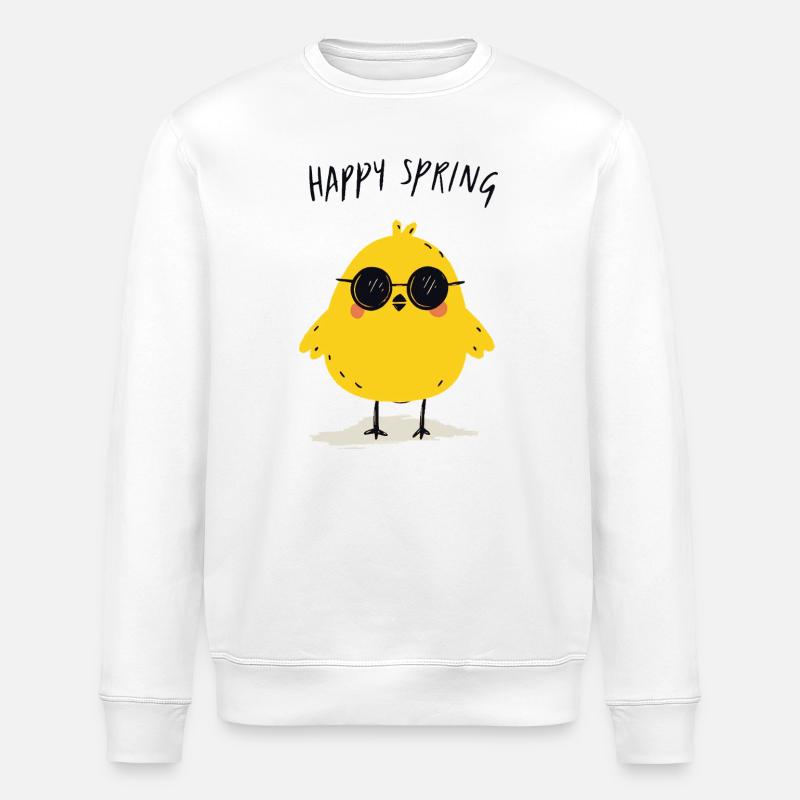 Poussin au printemps ensoleillé - Sweat bio ROLLER Stanley/Stella Unisexe - blanc