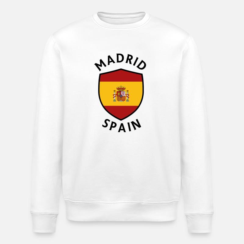 Madrid shield with Spanish flag - Stanley/Stella ROLLER Unisex Organic Sweatshirt - white