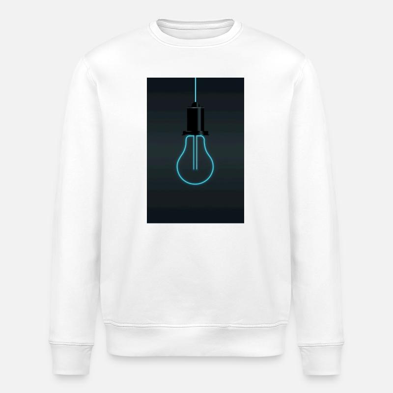 Neon Light Bulb – Electric Blue Idea - Stanley/Stella ROLLER Unisex Organic Sweatshirt - white
