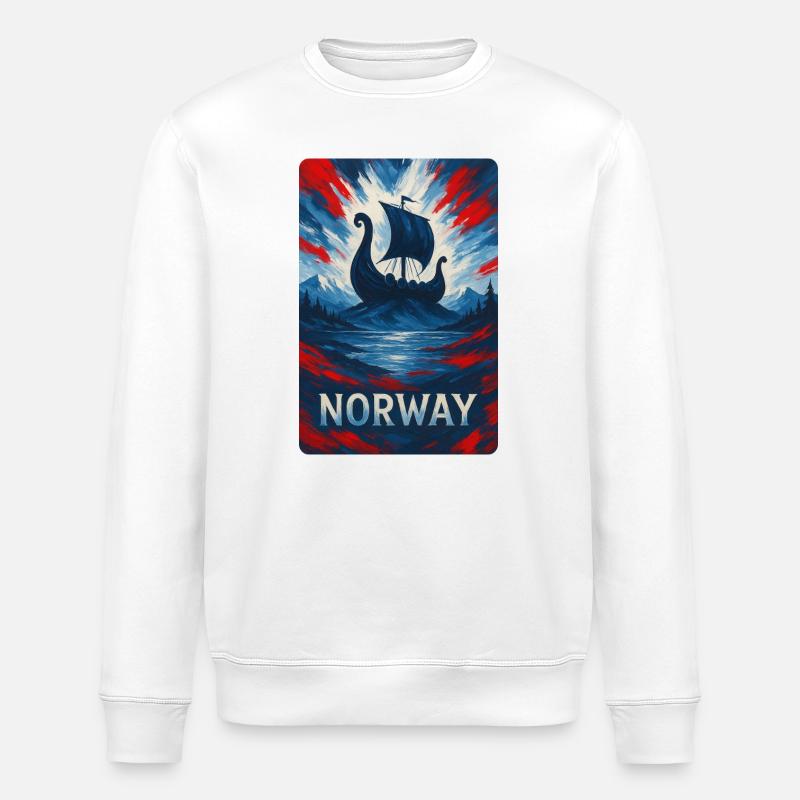 Norwegen Reise Design - Stanley/Stella Unisex Bio-Sweatshirt ROLLER - Weiß