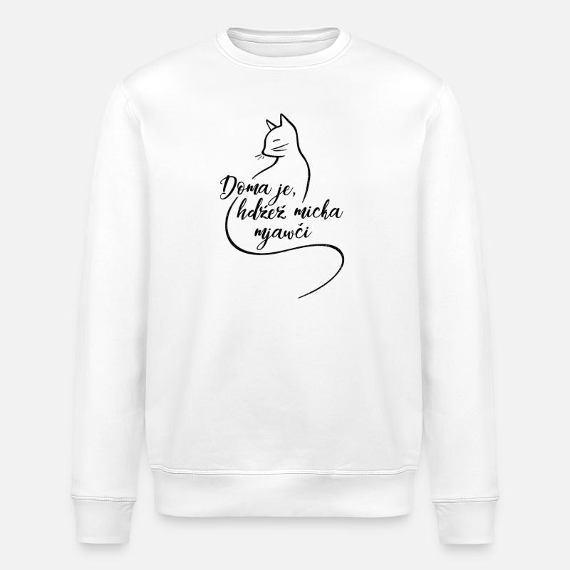 Doma je, hdźež micka mjawči. - Stanley/Stella Unisex Bio-Sweatshirt ROLLER - Weiß